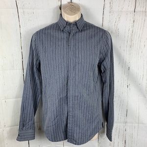 Mens Armani Exchange Blue Striped Slim Dress Shirt